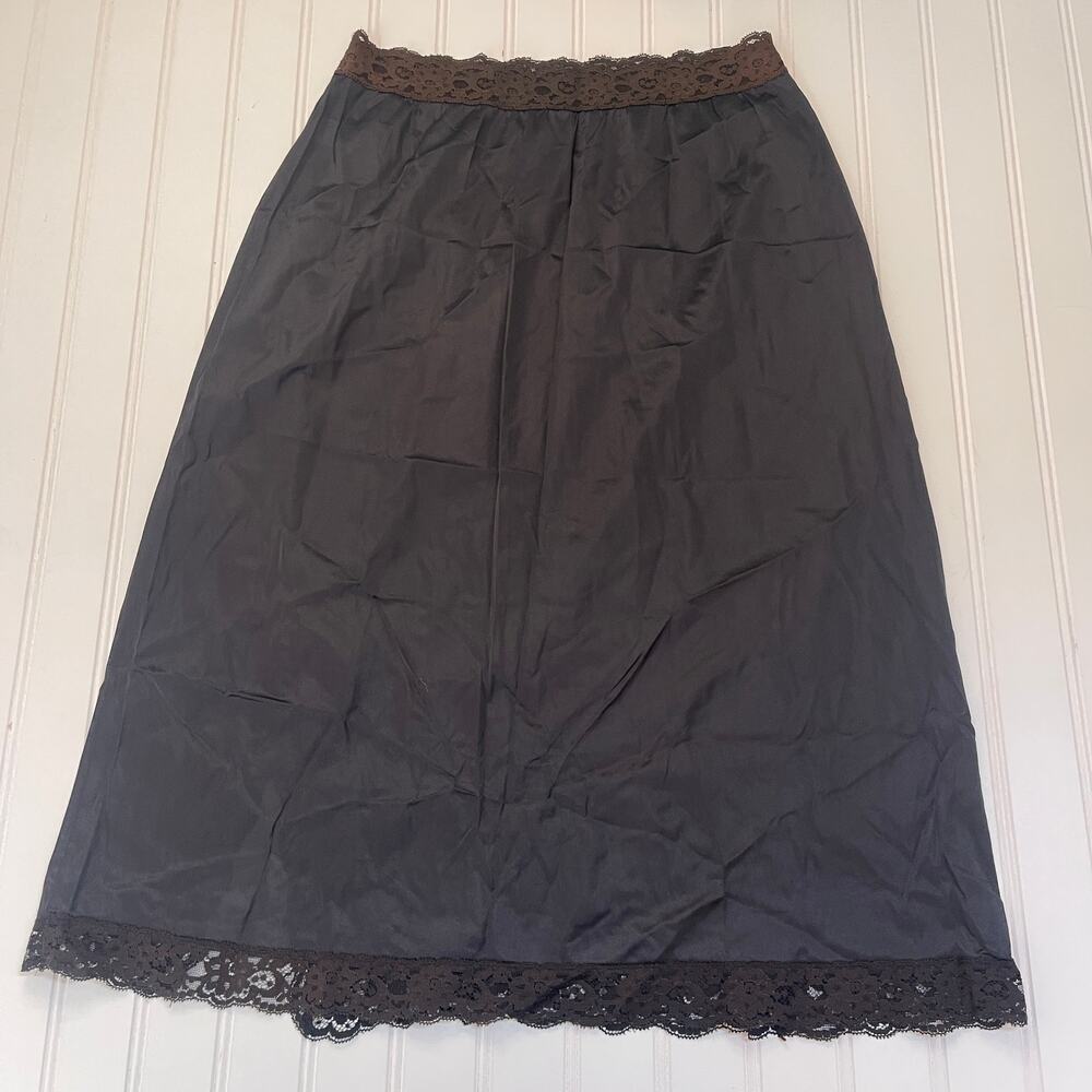 Vintage Vassarette Slip Skirt Slit Scallop Lace Whimsigoth Fairy Festival Medium - Picture 7 of 8